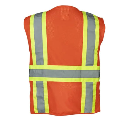 Hi Viz rPET Class 2 Reflective Safety Zipper Vest W 4 Pocket