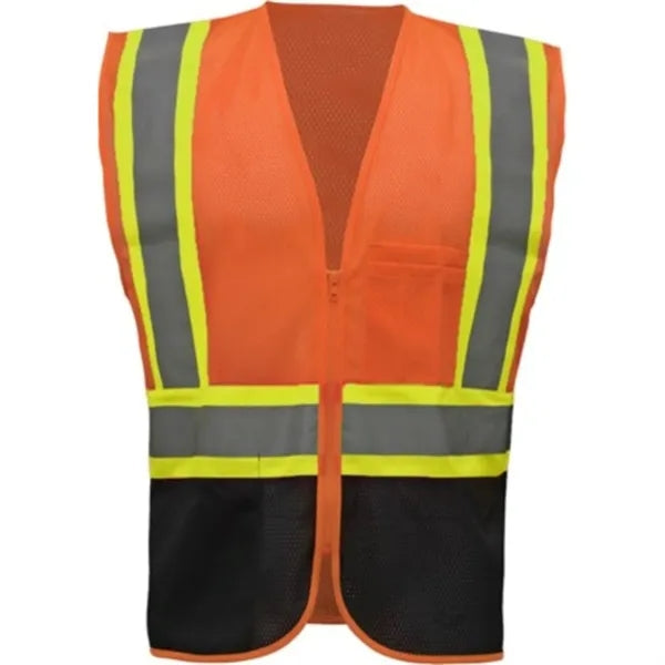 Hi Viz Class 2 Reflective Tape Safety Zipper Vest w/ Pocket