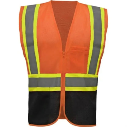 Hi Viz Class 2 Reflective Tape Safety Zipper Vest w/ Pocket