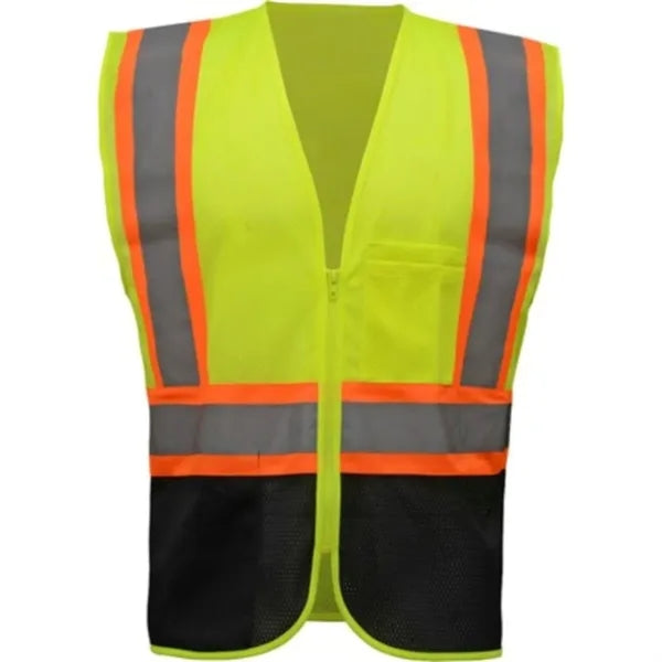 Hi Viz Class 2 Reflective Tape Safety Zipper Vest w/ Pocket