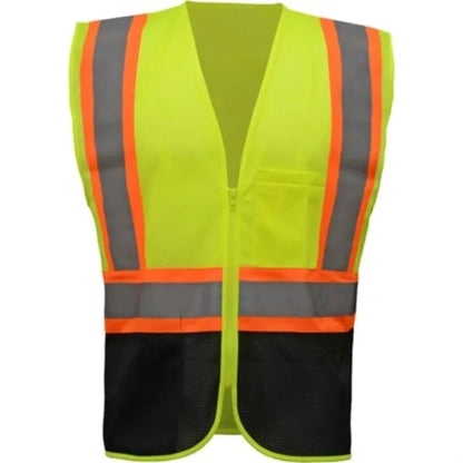 Hi Viz Class 2 Reflective Tape Safety Zipper Vest w/ Pocket
