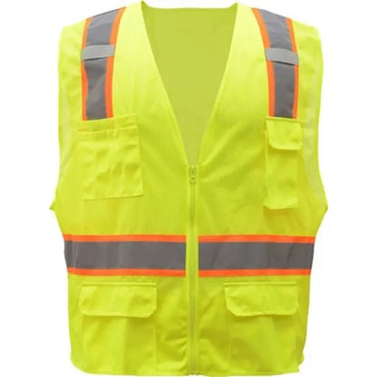 Hi-Vis Class 2 Reflective Safety Mesh Zipper Vest 6 Pockets