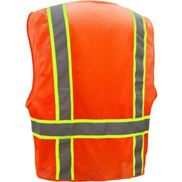 Hi-Vis Class 2 Reflective Safety Mesh Zipper Vest 6 Pockets