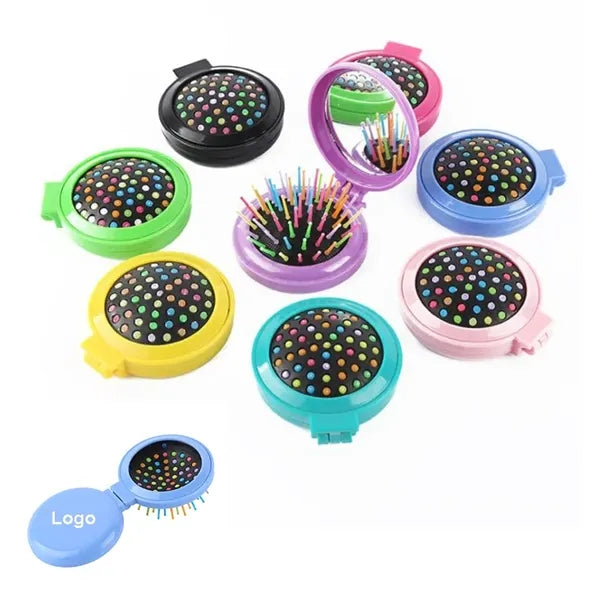 Round Folding Mirror Airbag Massage Comb Travel Hair Brushes