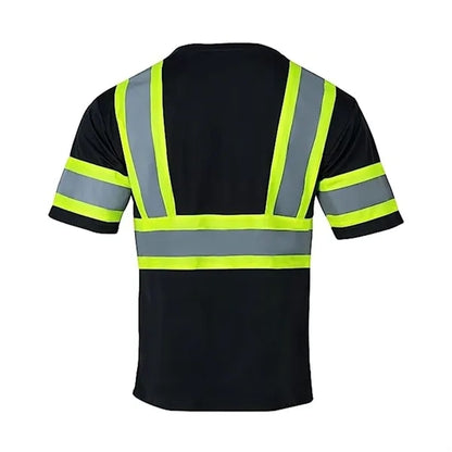 Hi Vis Reflective Two Tone Mesh Safety Work Shirt w/ Pocket
