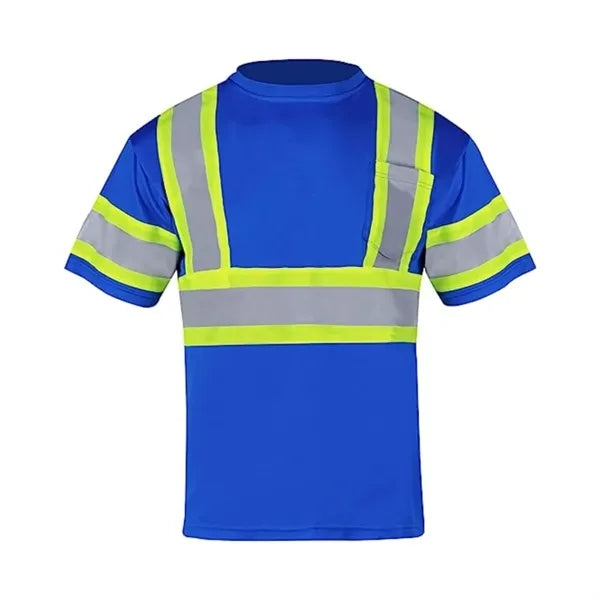 Hi Vis Reflective Two Tone Mesh Safety Work Shirt w/ Pocket