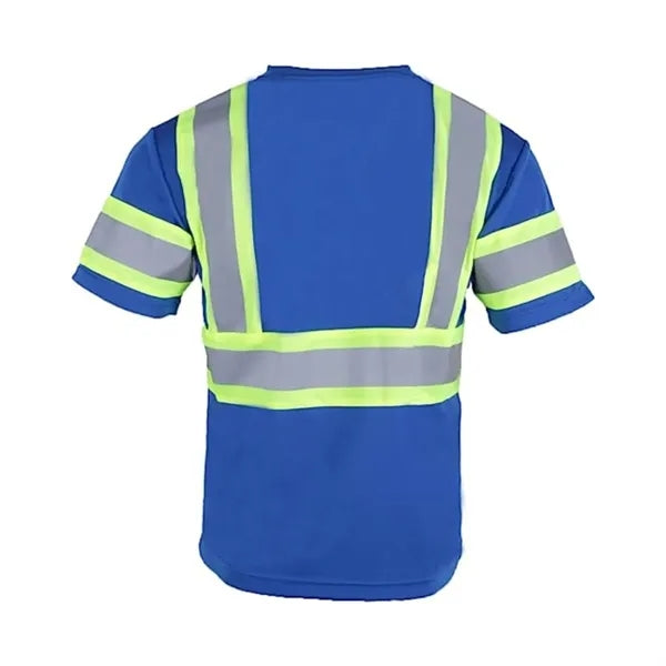 Hi Vis Reflective Two Tone Mesh Safety Work Shirt w/ Pocket