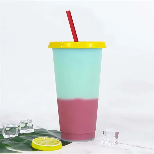 Color Change Tumbler with Straw