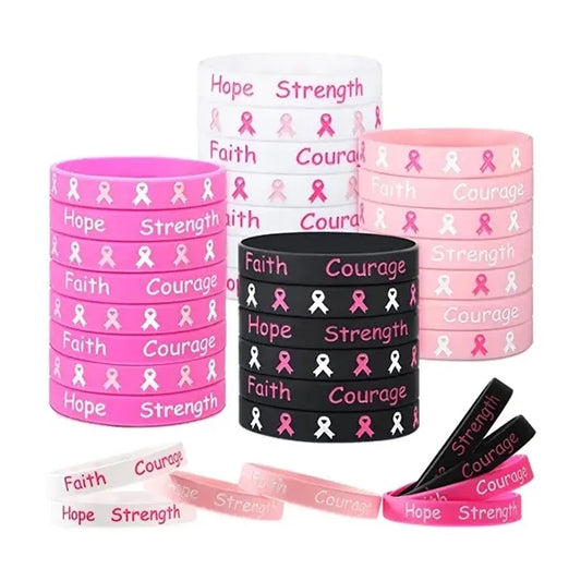 Breast Cancer Awareness Bracelets Silicone Pink Ribboon