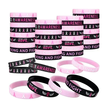 Breast Cancer Awareness Bracelets Silicone Pink Ribboon