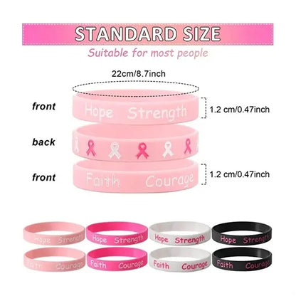 Breast Cancer Awareness Bracelets Silicone Pink Ribboon