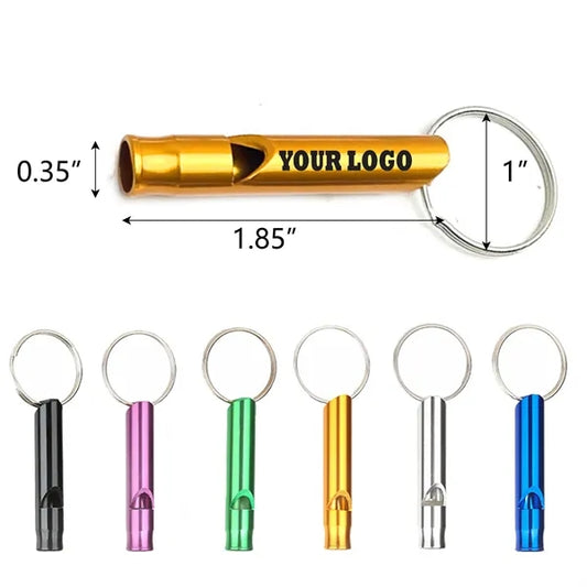 MOQ100 Outdoor Aluminum Whistle Key Chain