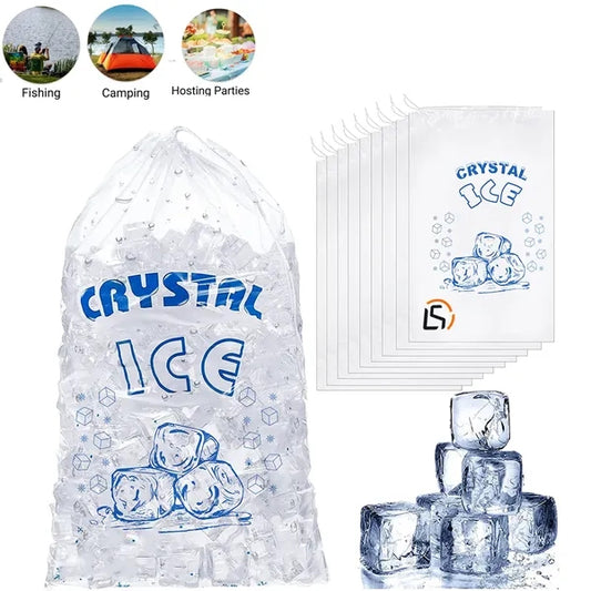 100 Pack 10 Lb Plastic Ice Bags
