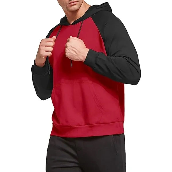 Men's rPET Color Block Antibacterial Pullover Hoodie, Pocket