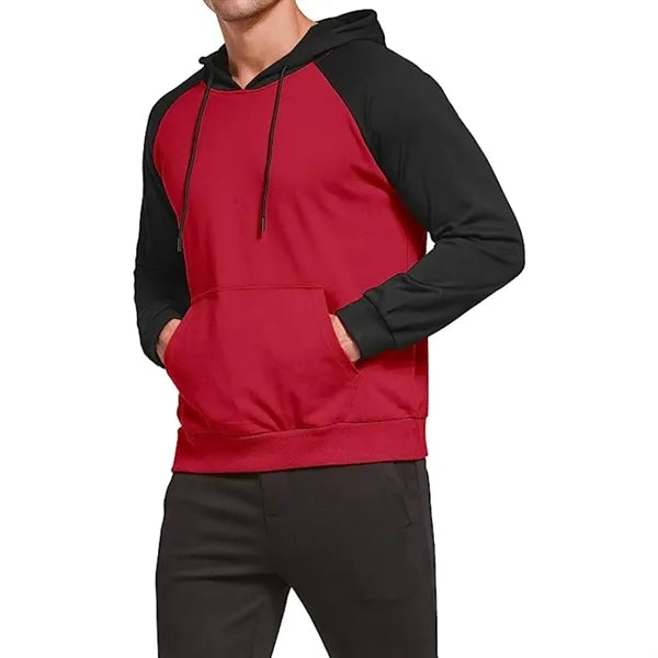 Men's rPET Color Block Antibacterial Pullover Hoodie, Pocket
