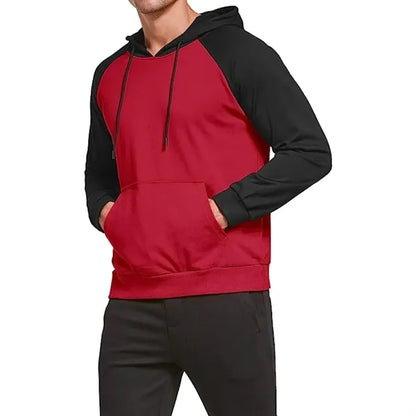 Men's rPET Color Block Antibacterial Pullover Hoodie, Pocket