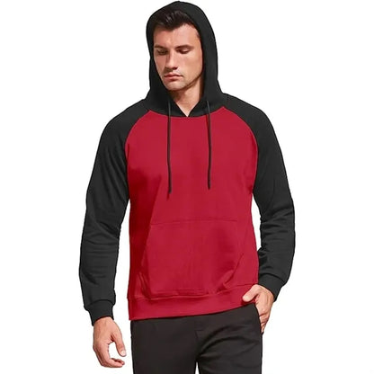 Men's rPET Color Block Antibacterial Pullover Hoodie, Pocket