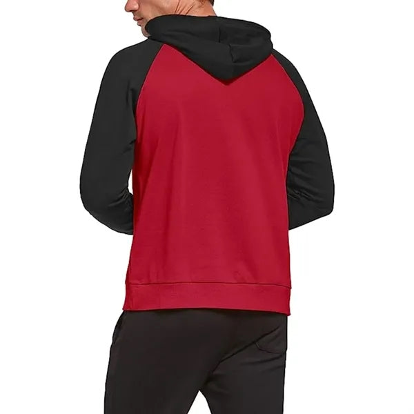 Men's rPET Color Block Antibacterial Pullover Hoodie, Pocket
