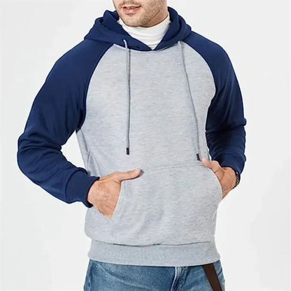Men's rPET Color Block Antibacterial Pullover Hoodie, Pocket