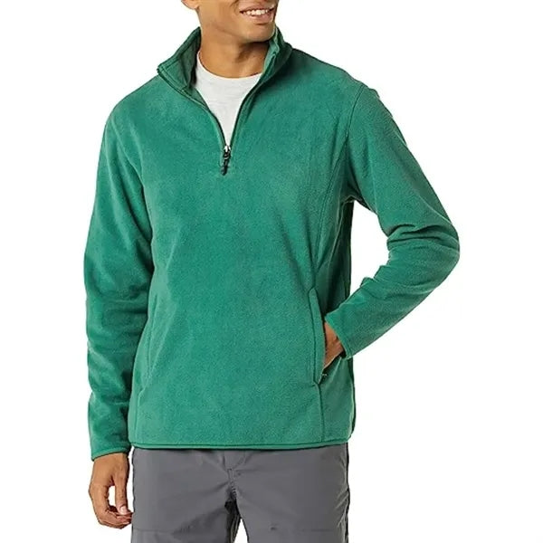 Men's rPET Quarter Zipper Fleece Pullover Wrinkle Resistance