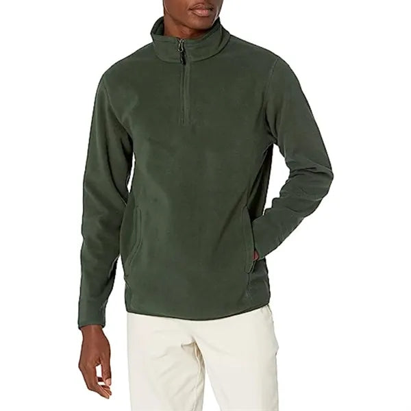 Men's rPET Quarter Zipper Fleece Pullover Wrinkle Resistance