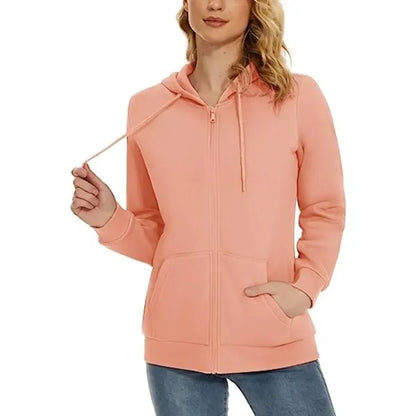 Women's Recycled Antibacterial Zipper Hoodie Kangaroo Pocket