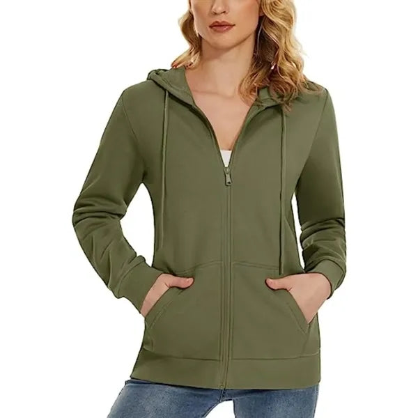 Women's Recycled Antibacterial Zipper Hoodie Kangaroo Pocket