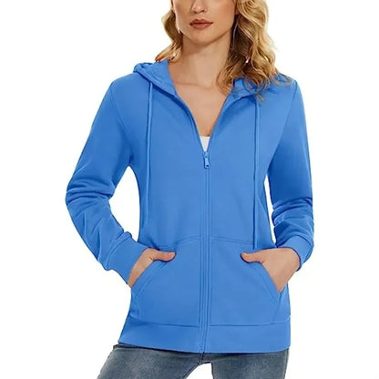 Women's Recycled Antibacterial Zipper Hoodie Kangaroo Pocket