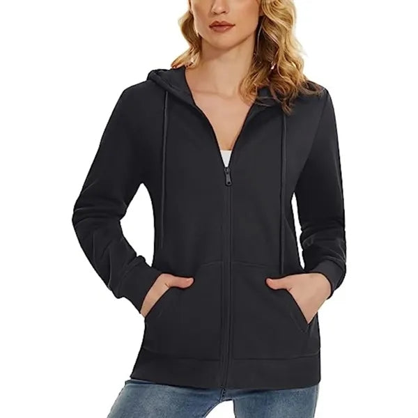 Women's Recycled Antibacterial Zipper Hoodie Kangaroo Pocket