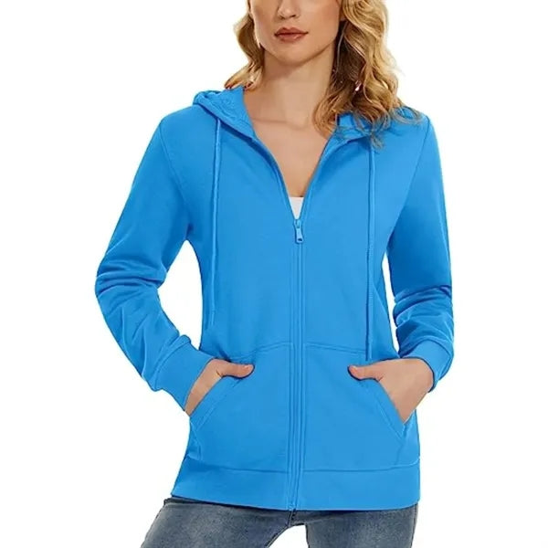 Women's Recycled Antibacterial Zipper Hoodie Kangaroo Pocket
