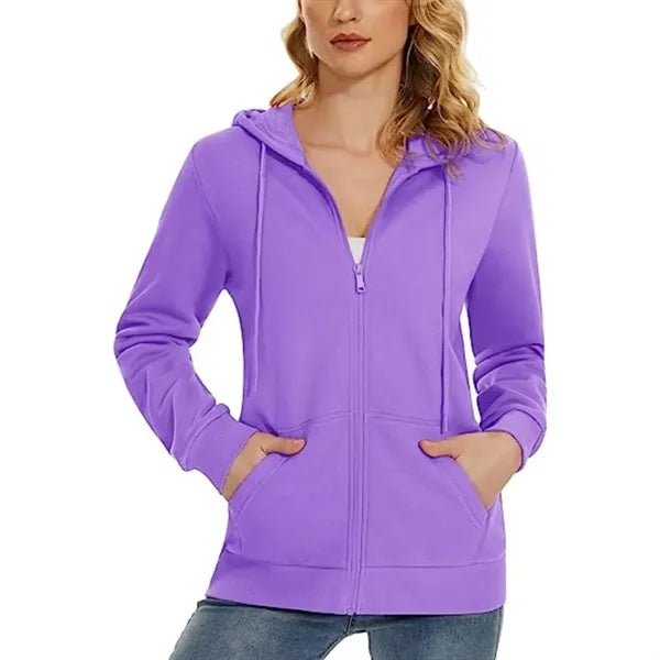 Women's Recycled Antibacterial Zipper Hoodie Kangaroo Pocket