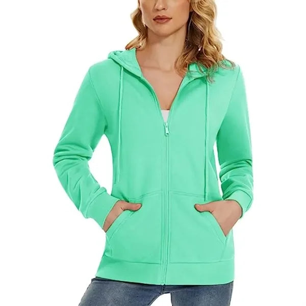 Women's Recycled Antibacterial Zipper Hoodie Kangaroo Pocket