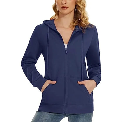 Women's Recycled Antibacterial Zipper Hoodie Kangaroo Pocket