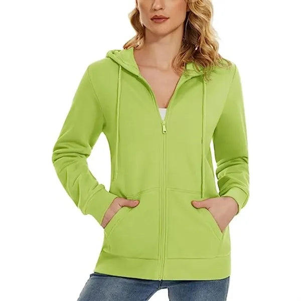 Women's Recycled Antibacterial Zipper Hoodie Kangaroo Pocket