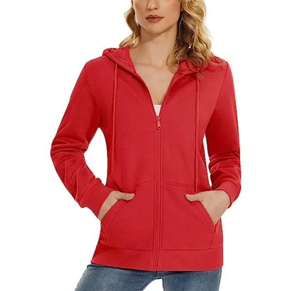 Women's Recycled Antibacterial Zipper Hoodie Kangaroo Pocket