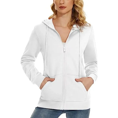Women's Recycled Antibacterial Zipper Hoodie Kangaroo Pocket