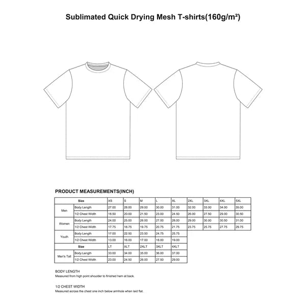 PERFORMANCE CREW NECK FULLY CUSTOM DYE SUBLIMATION T-SHIRT