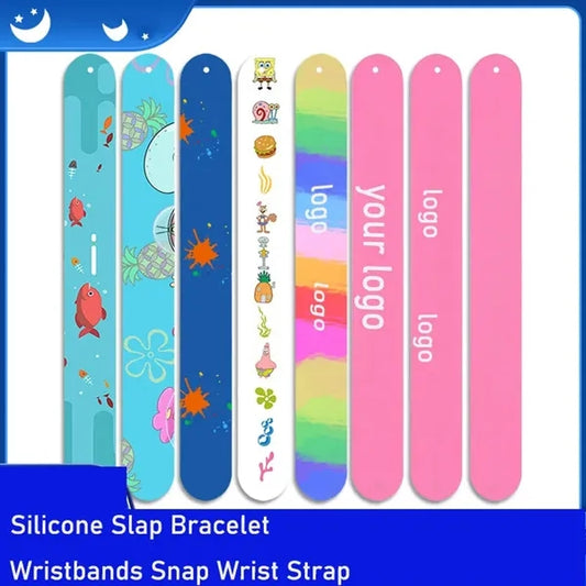 Silicone Slap Bracelet Wristbands Snap Wrist Strap