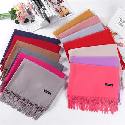 Imitation Cashmere Scarf Winter Pure Color Shawls Warm Wraps