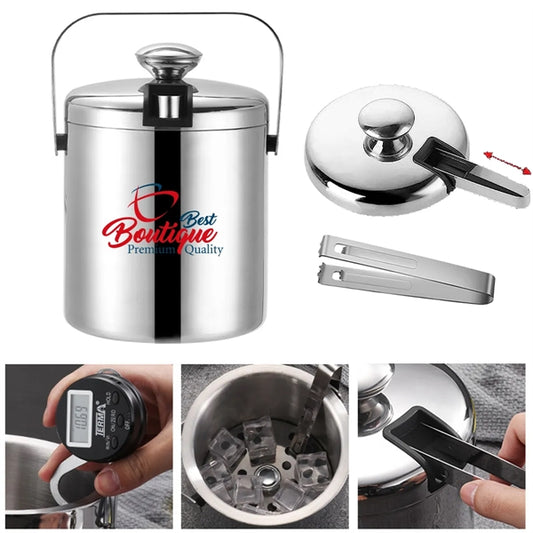 Double Walled Metal Ice Buckets with Tong