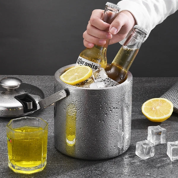 Double Walled Metal Ice Buckets with Tong