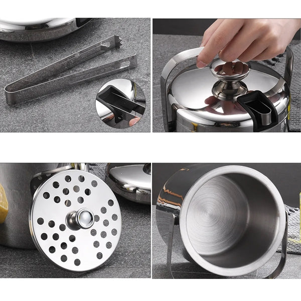 Double Walled Metal Ice Buckets with Tong