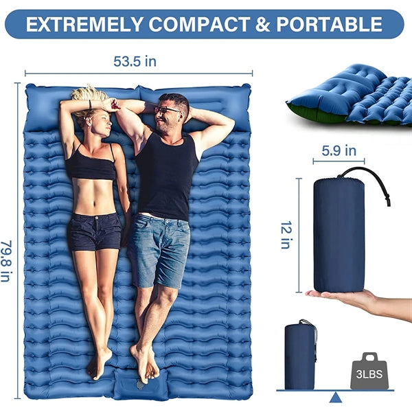Double Sleeping Pad for Camping Self Inflating