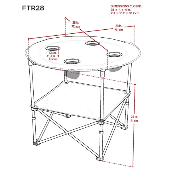 Round Lightweight Fabric Portable Folding Beach Table