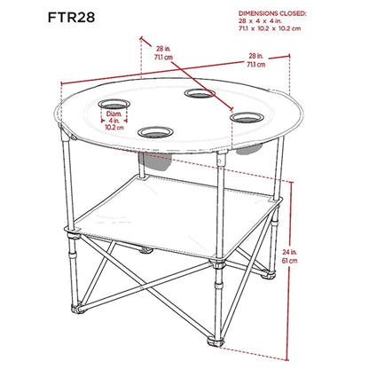 Round Lightweight Fabric Portable Folding Beach Table