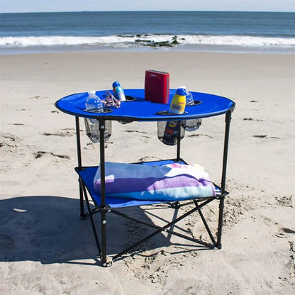 Round Lightweight Fabric Portable Folding Beach Table