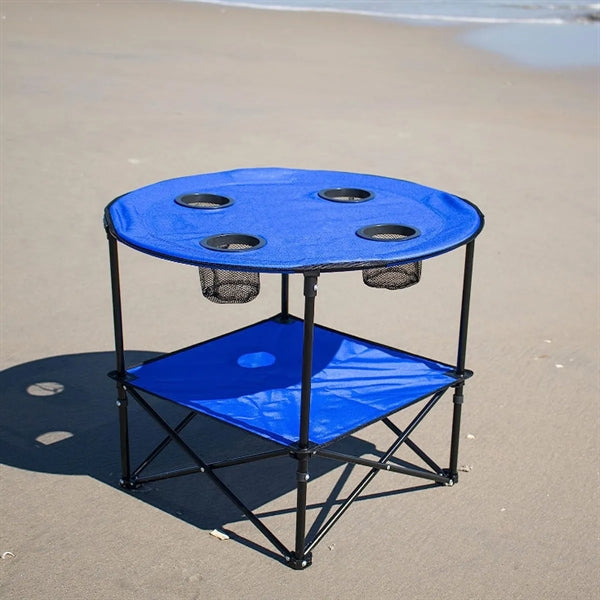 Round Lightweight Fabric Portable Folding Beach Table