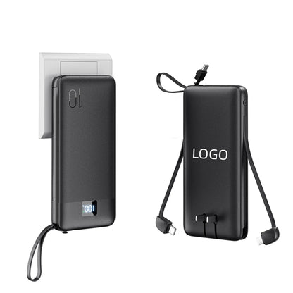 10000mAh Portable Charger with Built-in Cables & AC Wall Plu