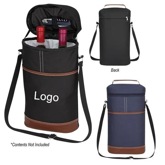Insulated 2 Bottle Wine Cooler Carrier Tote Bag