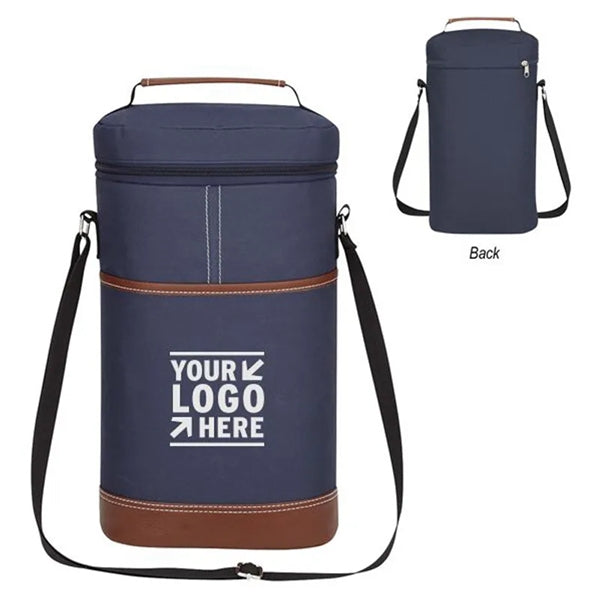 Insulated 2 Bottle Wine Cooler Carrier Tote Bag